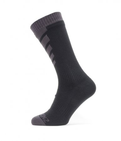 Ponožky SealSkinz Warm Weather Mid Black Grey - Velikost: M