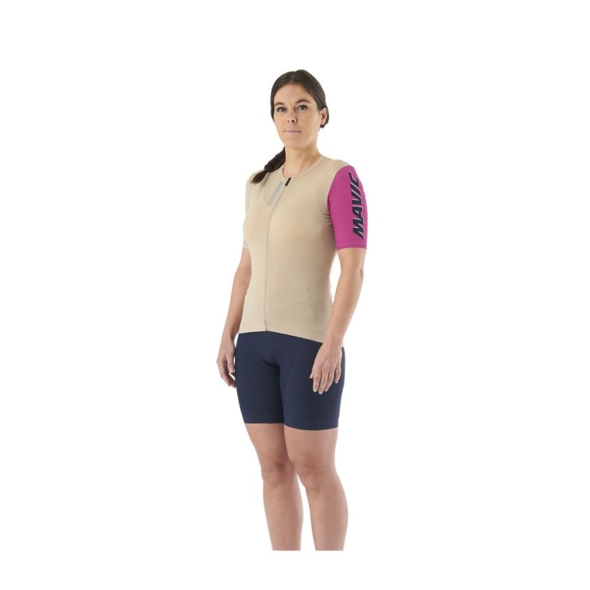 MAVIC DÁMSKÝ DRES S KRÁTKÝM RUKÁVEM ESSENTIAL WHITE PEPPER/FUCHSIA (T000588) - Veľkosť: XS