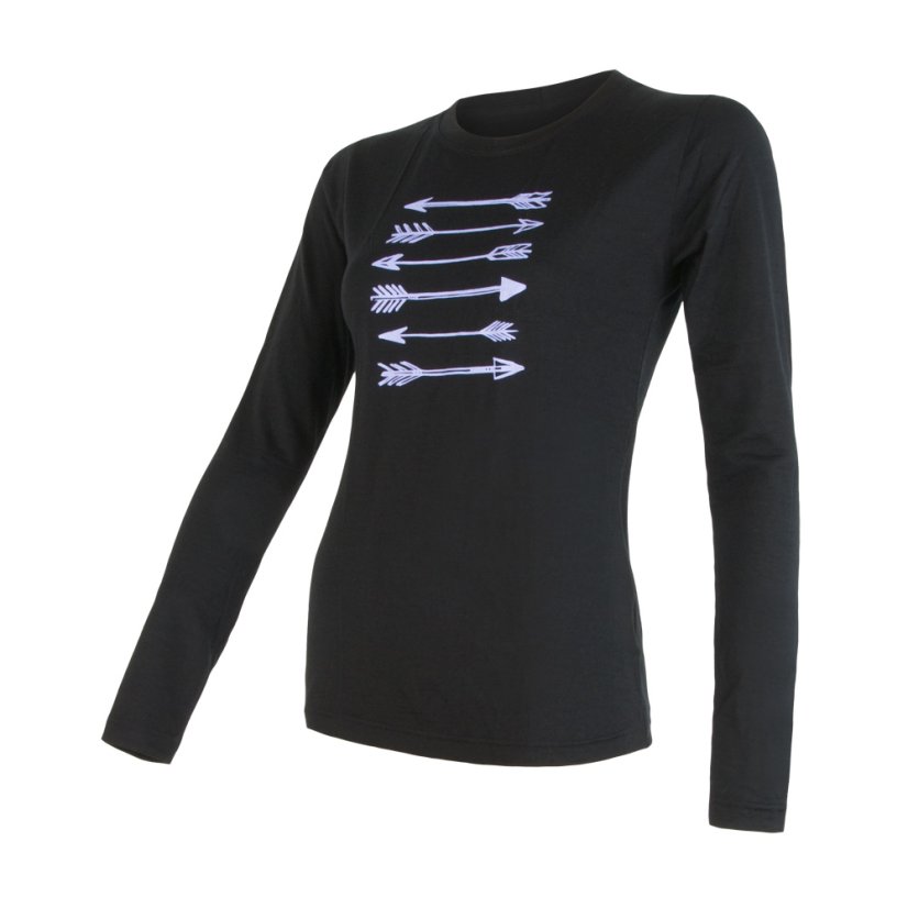 SENSOR MERINO ACTIVE ARROWS dámské triko dl.rukáv černá M - Barva: černá, Velikost: M