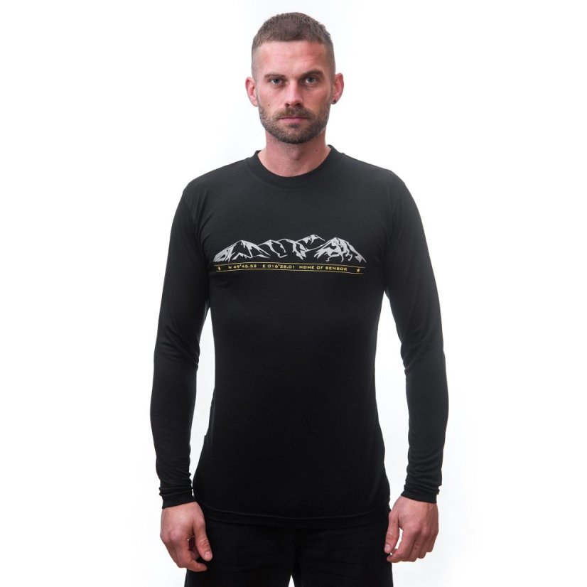 SENSOR MERINO ACTIVE MOUNTAINS pánské triko dl.rukáv černá S - Barva: černá, Velikost: S