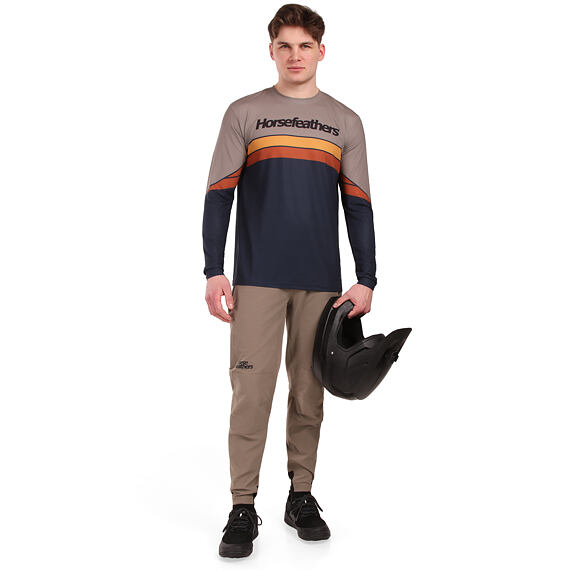 Pánsky cyklistický dres Horsefeathers Quantum  - dlhý rukáv, indigo/taupe
