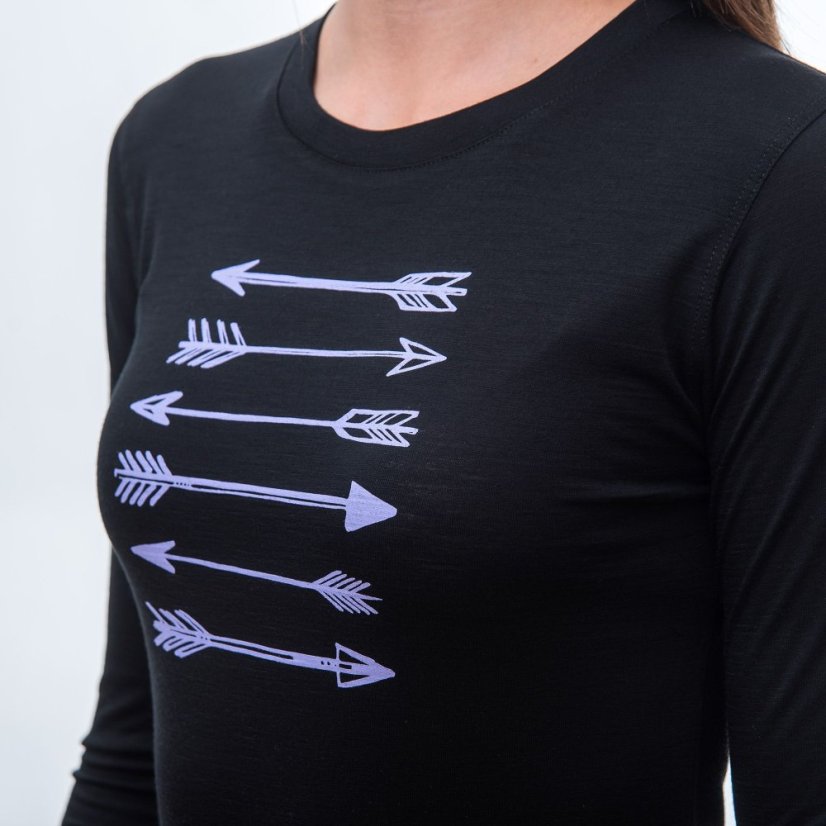SENSOR MERINO ACTIVE ARROWS dámské triko dl.rukáv černá M - Barva: černá, Velikost: M