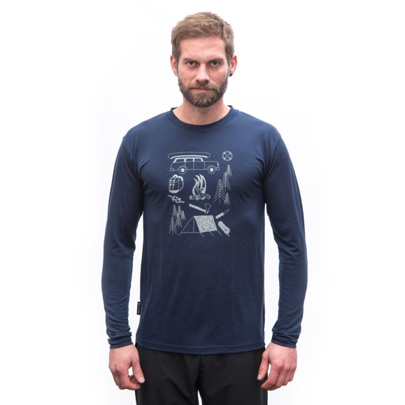 SENSOR MERINO ACTIVE OUTSIDE pánské triko dl.rukáv deep blue S - Barva: modrá, Velikost: S