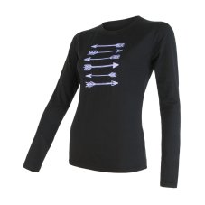 SENSOR MERINO ACTIVE ARROWS dámské triko dl.rukáv černá M