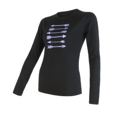 SENSOR MERINO ACTIVE ARROWS dámské triko dl.rukáv černá M
