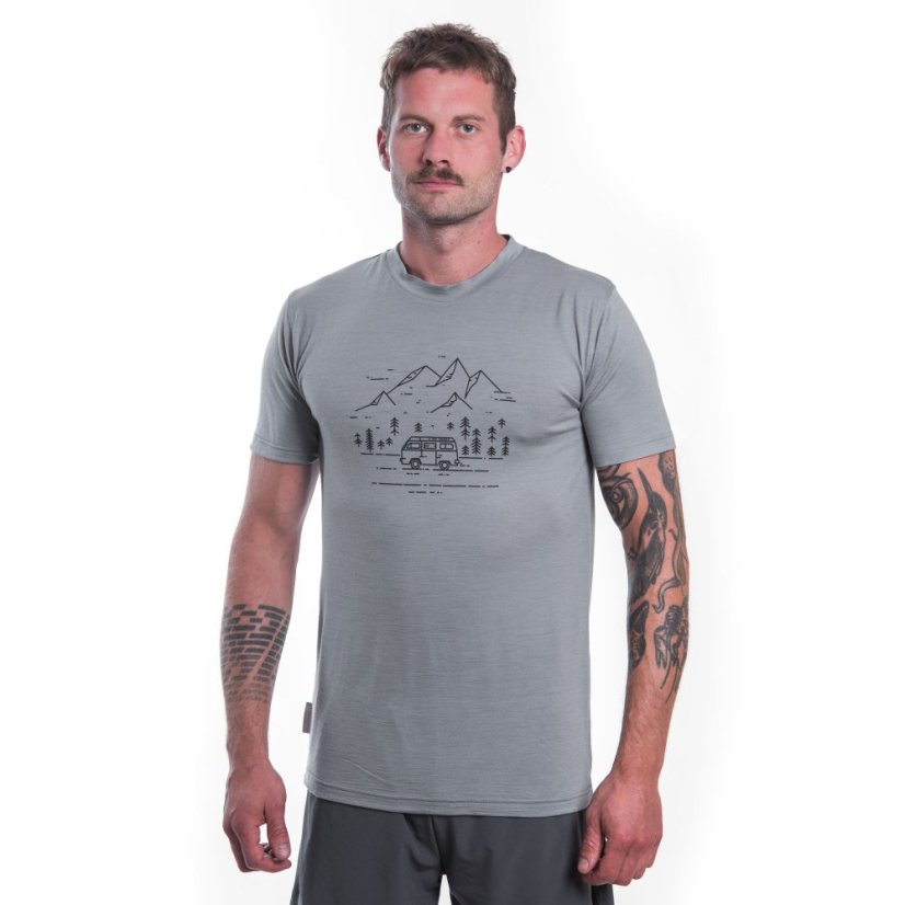 SENSOR MERINO ACTIVE VAN LIFE pánské triko kr.rukáv šedá M - Barva: šedá, Velikost: M