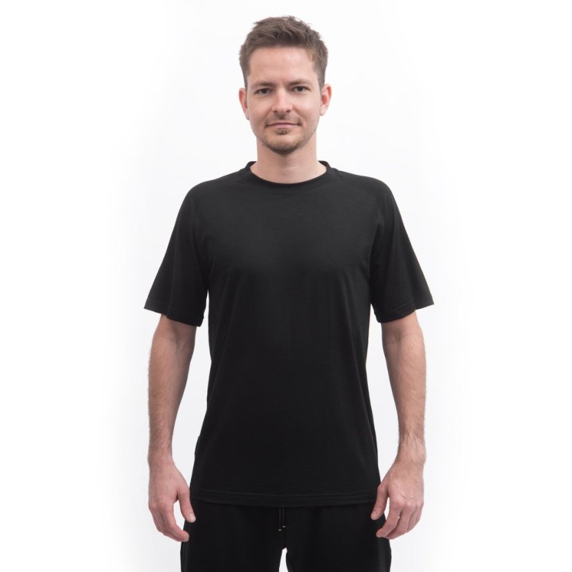 SENSOR MERINO ACTIVE NO LOGO pánské triko kr.rukáv raglan černá M - Barva: černá, Velikost: M