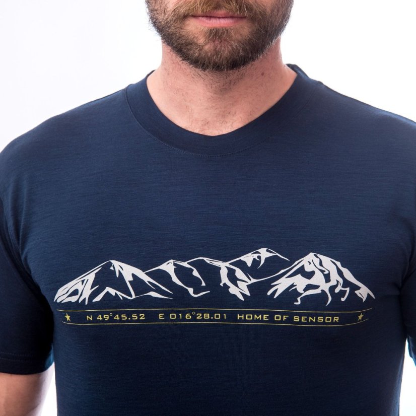SENSOR MERINO ACTIVE MOUNTAINS pánské triko kr.rukáv deep blue M - Barva: modrá, Velikost: M