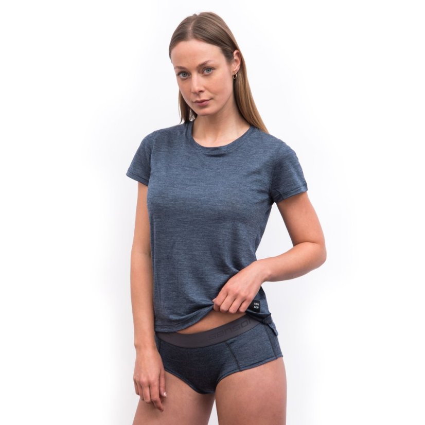 SENSOR MERINO LITE dámské triko kr.rukáv mottled beige L - Barva: béžová, Velikost: L