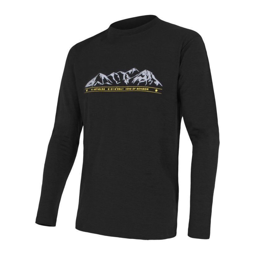 SENSOR MERINO ACTIVE MOUNTAINS pánské triko dl.rukáv černá S - Barva: černá, Velikost: S
