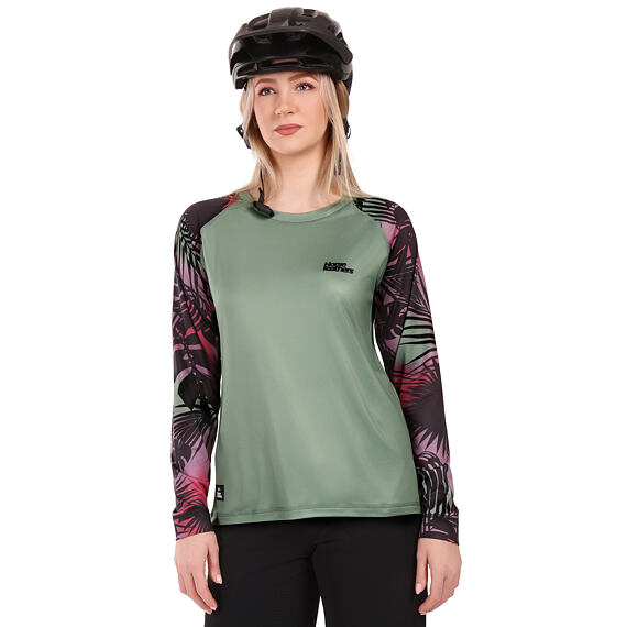 Cyklistický dámský dres Horsefeathers Deco LS - iceberg green/hawaii