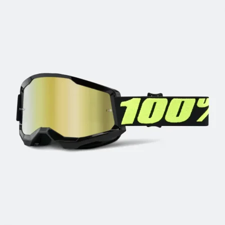 Sjezdové brýle 100% STRATA 2 Mirror Gold - černozelené
