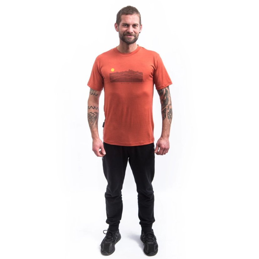 SENSOR MERINO ACTIVE SUNRISE pánské triko kr.rukáv terracotta XXL - Barva: oranžová, Velikost: XXL
