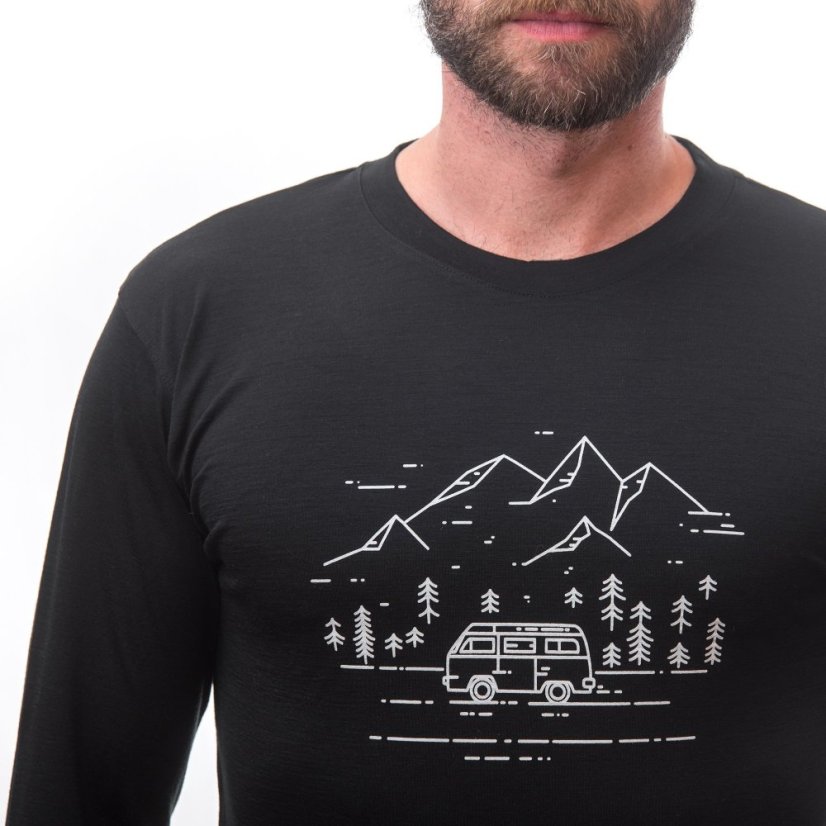 SENSOR MERINO ACTIVE VAN LIFE pánské triko dl.rukáv černá M - Barva: černá, Velikost: M