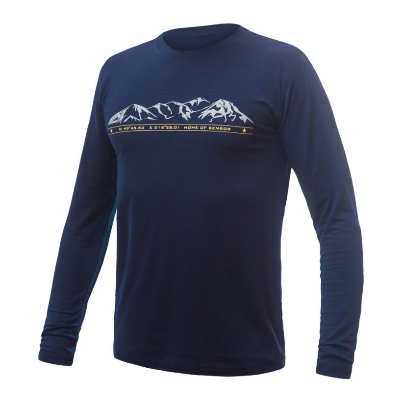 SENSOR MERINO ACTIVE MOUNTAINS pánské triko dl.rukáv deep blue XL - Barva: modrá, Velikost: XL