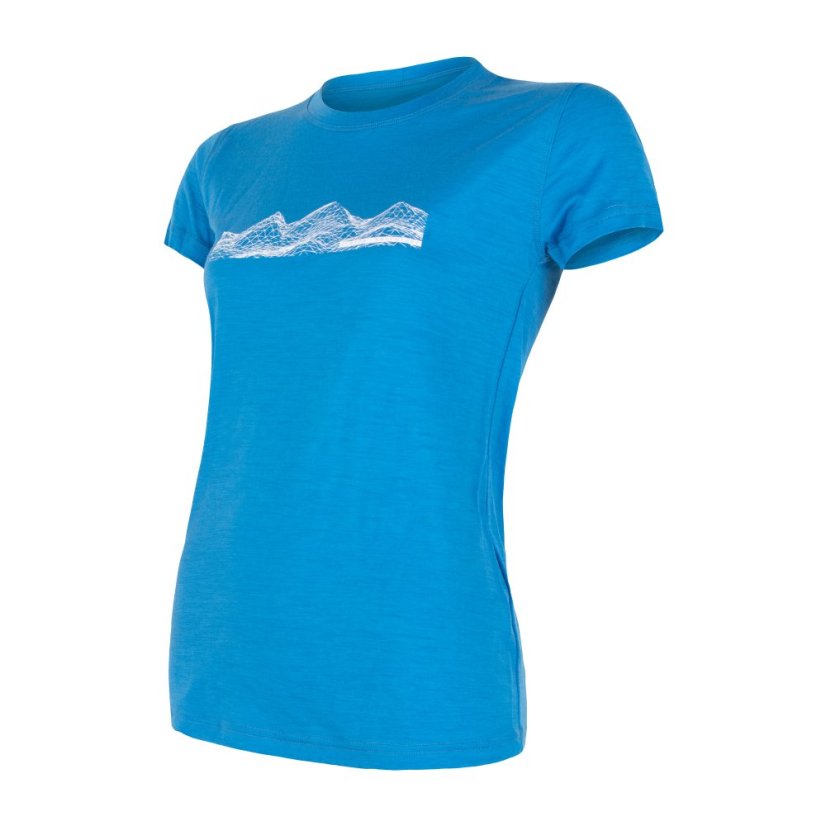 SENSOR MERINO ACTIVE MOUNTAINS dámské triko kr.rukáv modrá L - Barva: modrá, Velikost: L