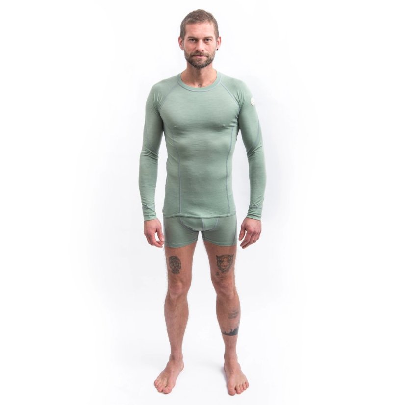 SENSOR MERINO AIR pánské triko dl.rukáv basil green S - Barva: zelená, Velikost: S