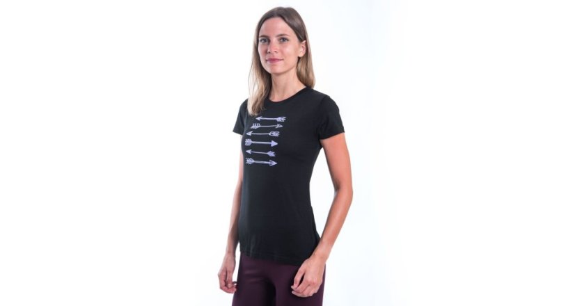 SENSOR MERINO ACTIVE ARROWS dámské triko kr.rukáv černá S - Barva: černá, Velikost: S