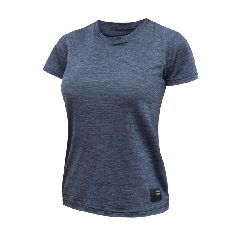 SENSOR MERINO LITE dámské triko kr.rukáv mottled blue S - Barva: modrá, Velikost: S