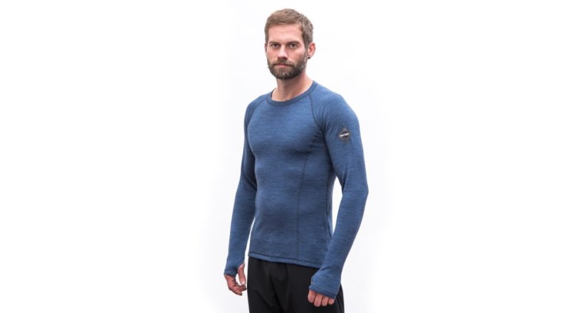 SENSOR MERINO BOLD pánské triko dl.rukáv cool blue XL - Barva: modrá, Velikost: XL