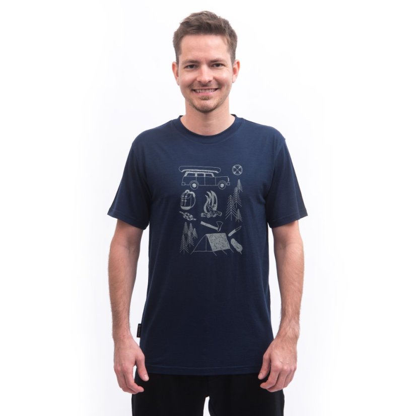 SENSOR MERINO ACTIVE OUTSIDE pánské triko kr.rukáv deep blue S - Barva: modrá, Velikost: S