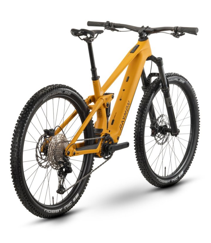 Celoodpružený horský elektrobicykel Raymon Airok Comp Kurkuma