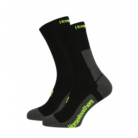 Cyklistické ponožky Horsefeathers Cadence Long Socks Black Limeade - Velikost: 11 - 13