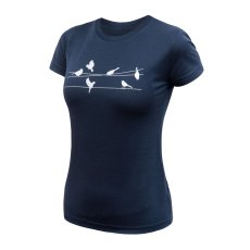 SENSOR MERINO ACTIVE SONGBIRDS dámské triko kr.rukáv deep blue XL