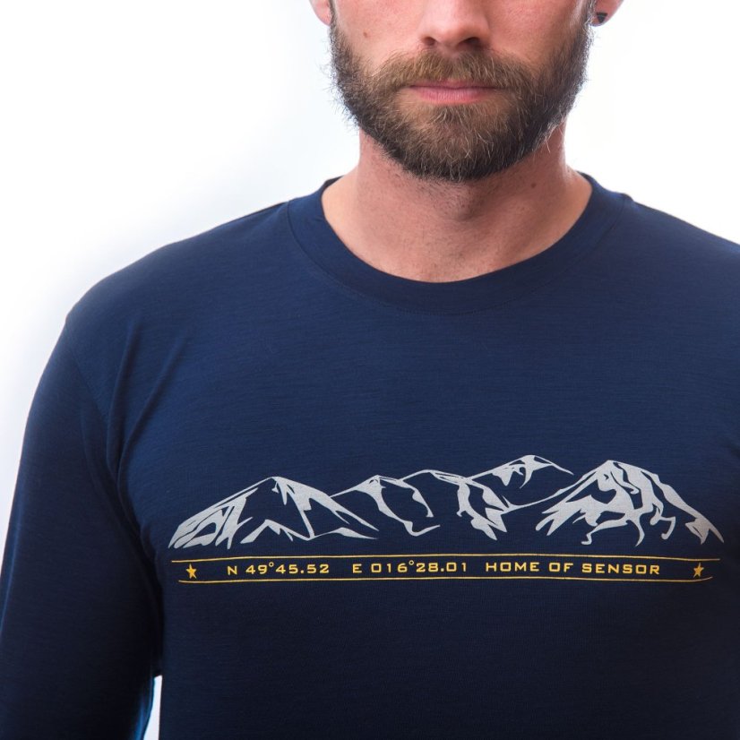 SENSOR MERINO ACTIVE MOUNTAINS pánské triko dl.rukáv deep blue XL - Barva: modrá, Velikost: XL