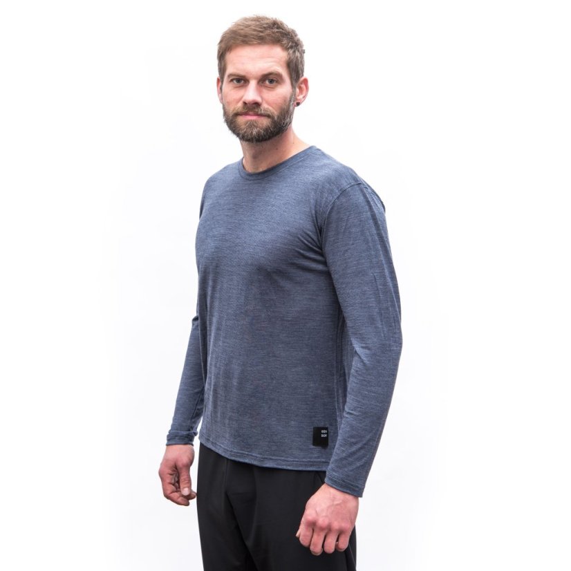 SENSOR MERINO LITE pánské triko dl.rukáv mottled blue XL - Barva: modrá, Velikost: XL