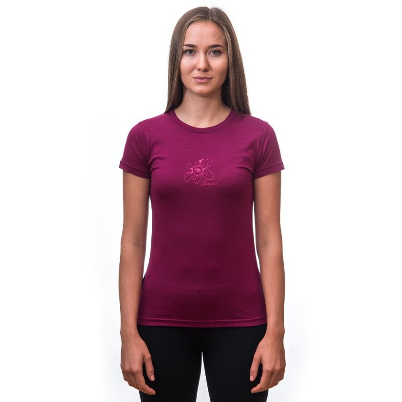SENSOR MERINO ACTIVE ORCHID dámské triko kr.rukáv lilla S - Barva: fialová, Velikost: S