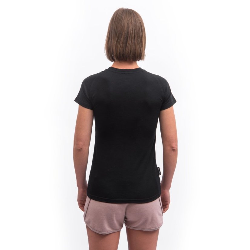 SENSOR MERINO ACTIVE NO LOGO dámské triko kr.rukáv černá S - Barva: černá, Velikost: S