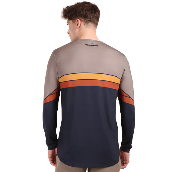 Pánský cyklistický dres Horsefeathers Quantum - dlouhý rukáv, indigo/taupe
