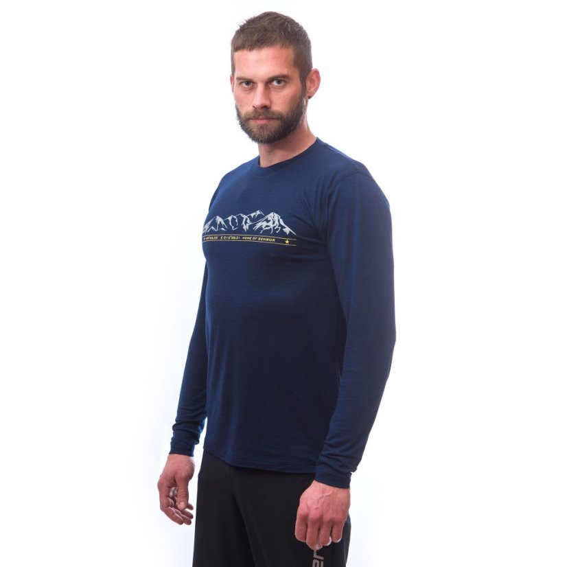 SENSOR MERINO ACTIVE MOUNTAINS pánské triko dl.rukáv deep blue XL - Barva: modrá, Velikost: XL