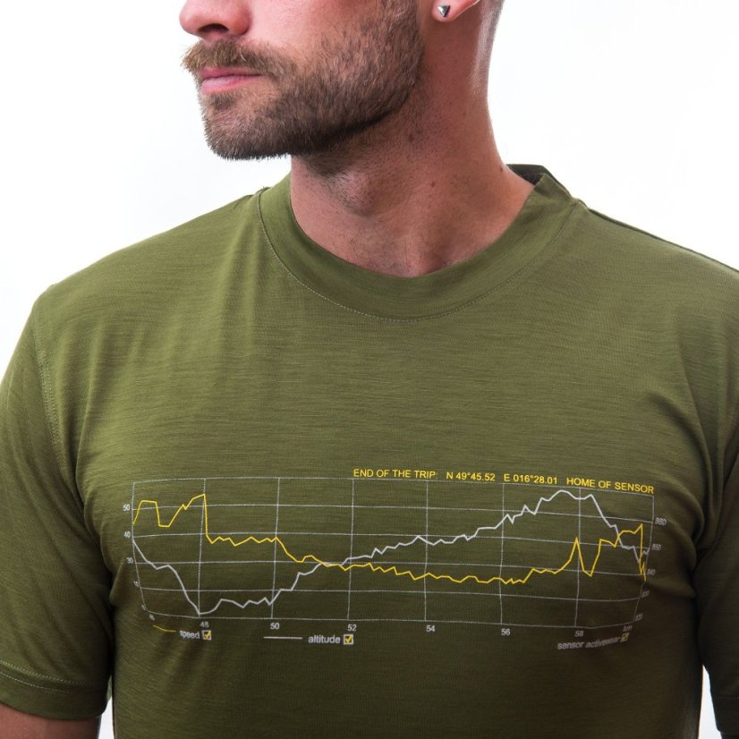 SENSOR MERINO ACTIVE TRACK pánské triko kr.rukáv safari green M - Barva: zelená, Velikost: M