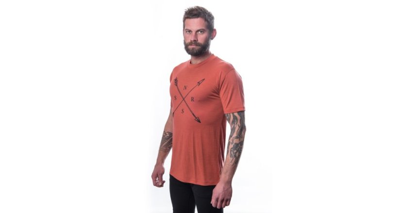 SENSOR MERINO ACTIVE SNSR pánské triko kr.rukáv terracotta XXL - Barva: oranžová, Velikost: XXL