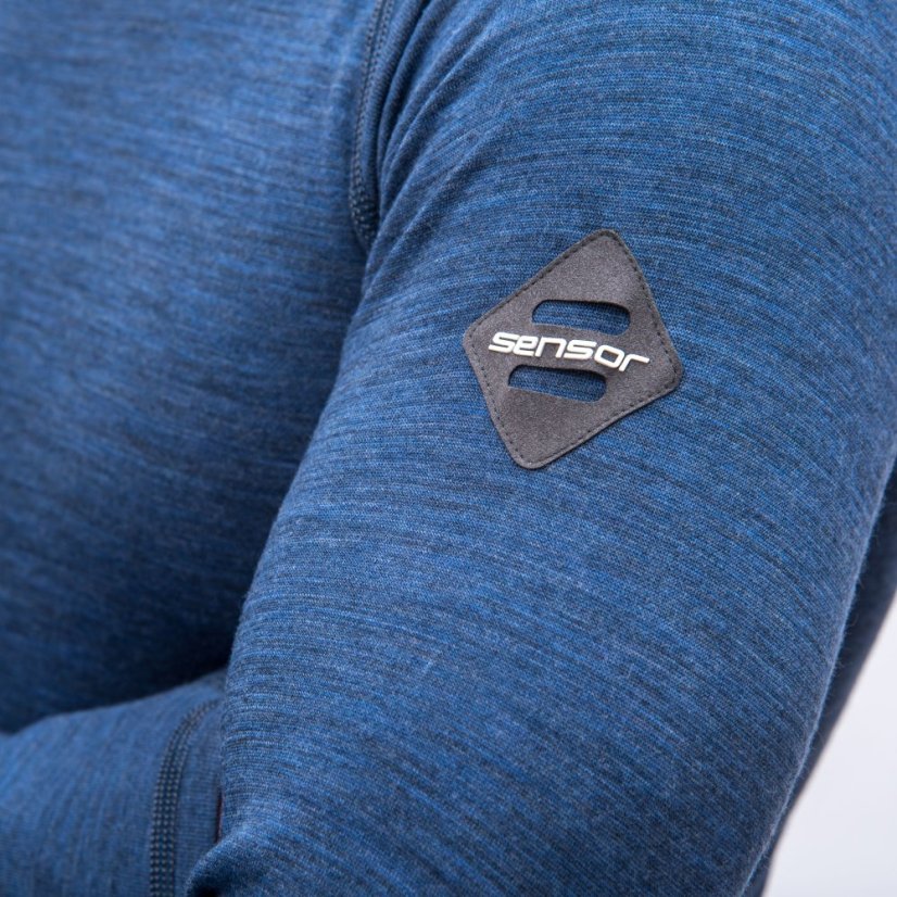 SENSOR MERINO BOLD pánské triko dl.rukáv cool blue XL - Barva: modrá, Velikost: XL