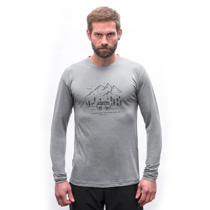 SENSOR MERINO ACTIVE VAN LIFE pánské triko dl.rukáv šedá XL - Barva: šedá, Velikost: XL