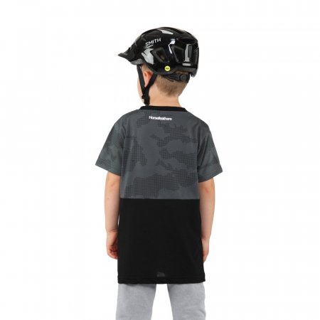 Detské tričko na bicykel Horsefeathers Fury Digital Flame White - Veľkosť: L