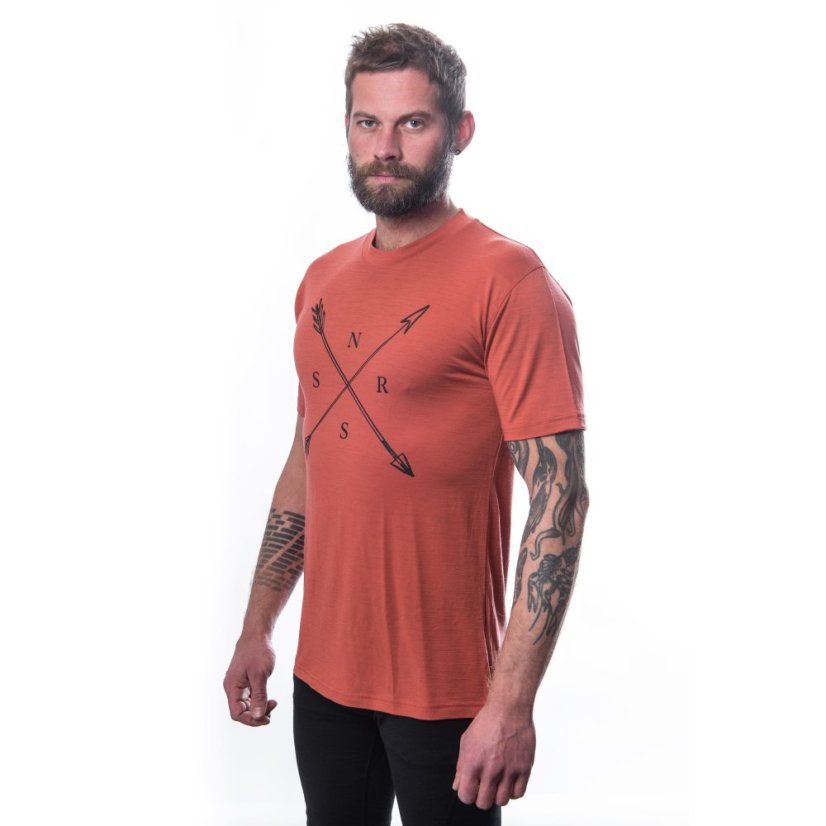 SENSOR MERINO ACTIVE SNSR pánské triko kr.rukáv terracotta XXL - Barva: oranžová, Velikost: XXL