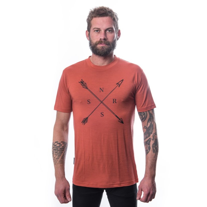 SENSOR MERINO ACTIVE SNSR pánské triko kr.rukáv terracotta XXL - Barva: oranžová, Velikost: XXL