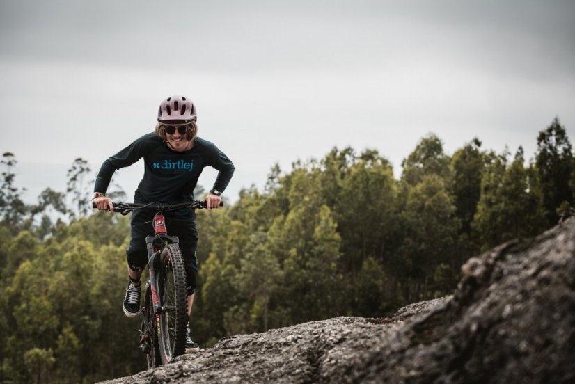 Cyklistický Dres Dirtlej Mountee Warm dlouhý rukáv - tmavě modrý