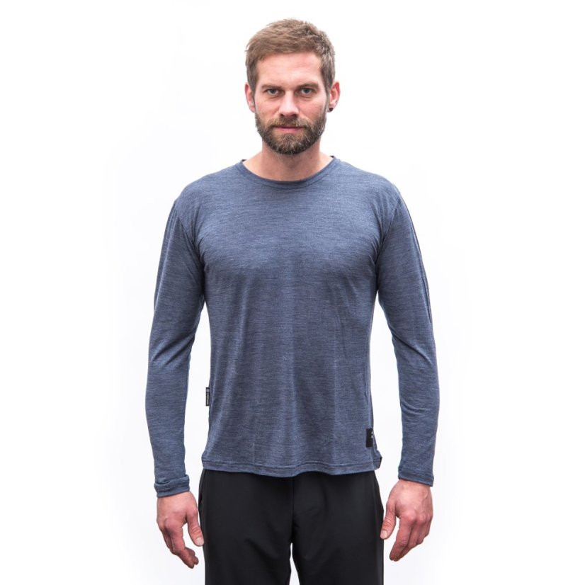 SENSOR MERINO LITE pánské triko dl.rukáv mottled blue XL - Barva: modrá, Velikost: XL
