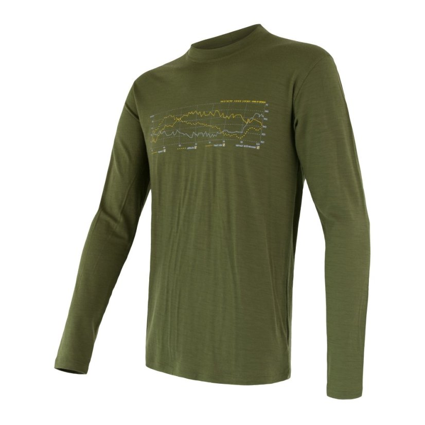 SENSOR MERINO ACTIVE TRACK pánské triko dl.rukáv safari green XXL - Barva: zelená, Velikost: XXL