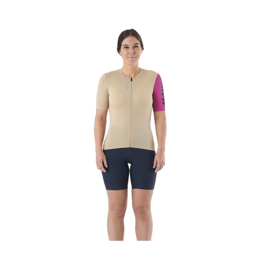 MAVIC DÁMSKÝ DRES S KRÁTKÝM RUKÁVEM ESSENTIAL WHITE PEPPER/FUCHSIA (T000588) - Veľkosť: XS