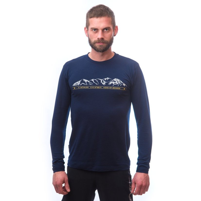 SENSOR MERINO ACTIVE MOUNTAINS pánské triko dl.rukáv deep blue XL - Barva: modrá, Velikost: XL