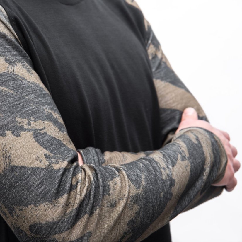 SENSOR MERINO BLEND IMPRESS pánské triko dl.rukáv černá/brush XL - Barva: černá, Velikost: XL