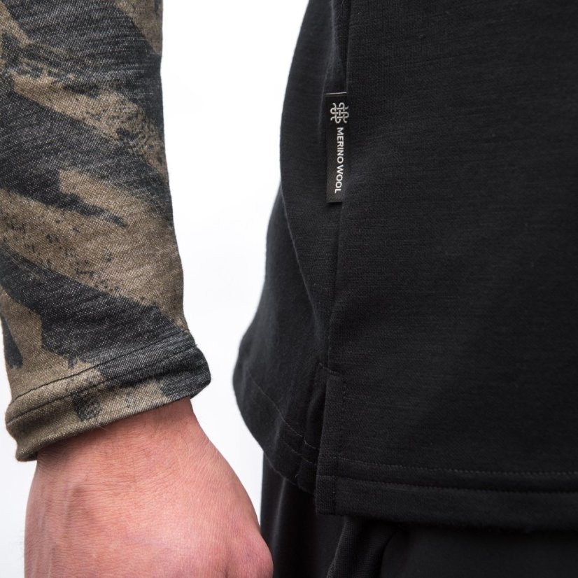 SENSOR MERINO BLEND IMPRESS pánské triko dl.rukáv černá/brush XL - Barva: černá, Velikost: XL