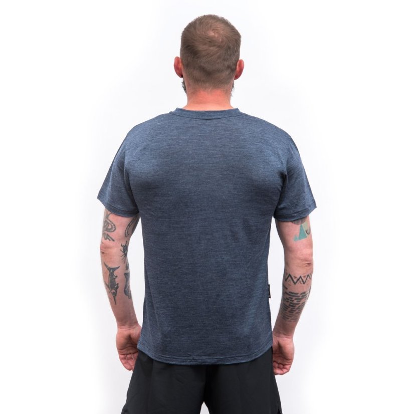 SENSOR MERINO LITE pánské triko kr.rukáv mottled blue S - Barva: modrá, Velikost: S