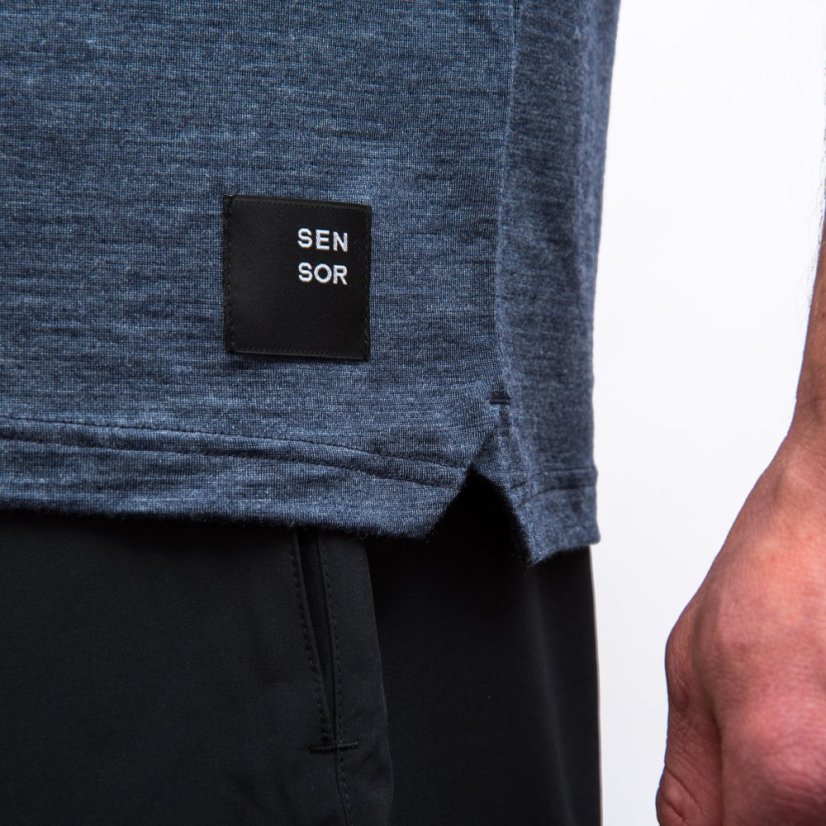 SENSOR MERINO LITE pánské triko kr.rukáv mottled blue S - Barva: modrá, Velikost: S